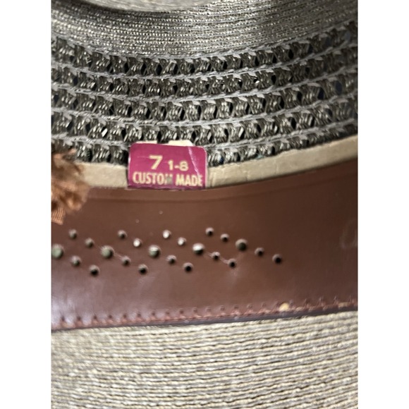 Vtg Pedigreed Thoroughbred Straw Fedora Hat 7 1/8 Custom Made Woven Panama Style - Picture 9 of 9